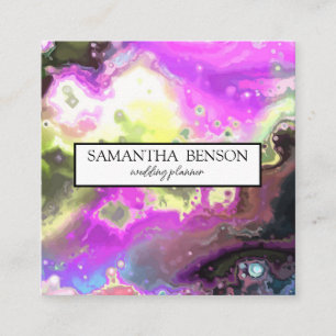 Turquoise Watercolor Wedding Planner Square Busine Business Card