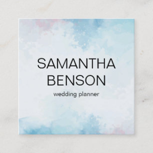 Turquoise Watercolor Wedding Planner Square Business Card