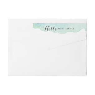 Turquoise Watercolor Wrap Around Label