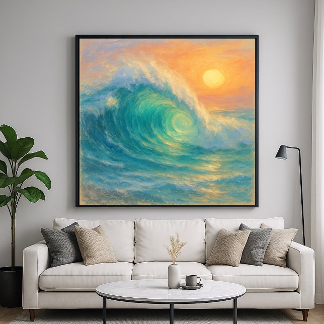 Turquoise Wave - Pastel Painting Style Art Poster (Creator Uploaded)