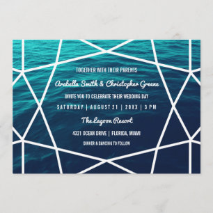 Turquoise Waves Geometric Wedding Invitation