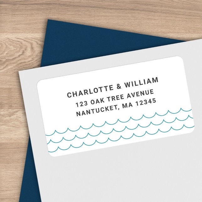 Turquoise Waves Return Address Label (Creator Uploaded)