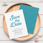 Turquoise Waves Save the Date Card<br><div class="desc">Turquoise Waves Save the Date card has turquoise waves pattern back side. Personalize it by replacing the placeholder text. For more options such as to change the font and it's size/colour or the spacing between letters click the "Customize" button. *Please note that the Zazzle Watermark that appears in the zoom...</div>