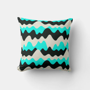 Turquoise Waves Throw Pillow