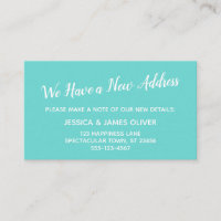 Turquoise We Have a New Address Handout Cards