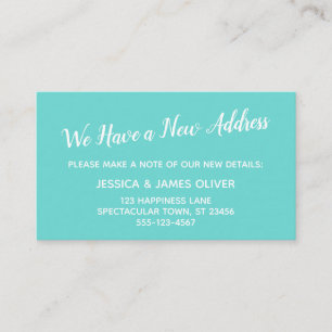 Turquoise We Have a New Address Handout Cards