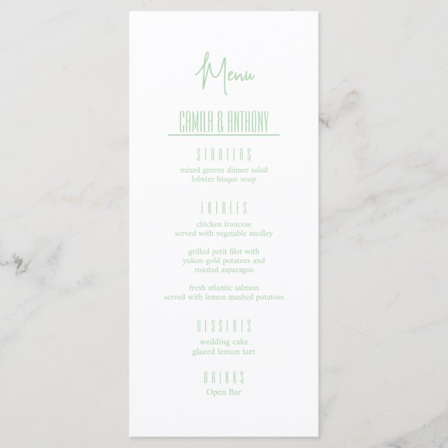 Turquoise Wedding Menu (Front)