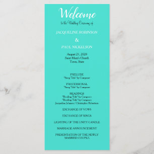 Turquoise Wedding Program