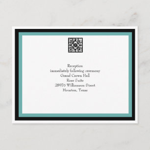 Turquoise Wedding Reception Card