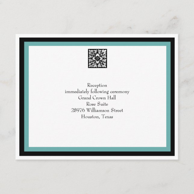 Turquoise Wedding Reception Card (Front)