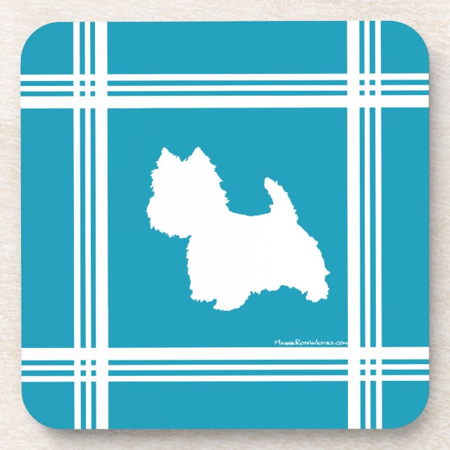Turquoise Westies Coaster (Front)