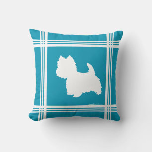 Turquoise Westies Throw Pillow