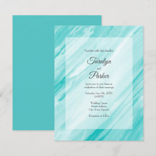 Turquoise White Abstract Invitation