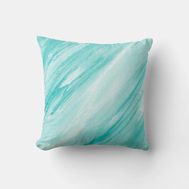 Turquoise White Abstract Throw Pillow (Front)