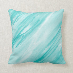 Turquoise White Abstract Throw Pillow