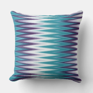 Turquoise, white and Purple Zigzags Throw Pillow