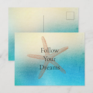 Turquoise White Aqua Blue Beach Starfish Postcard