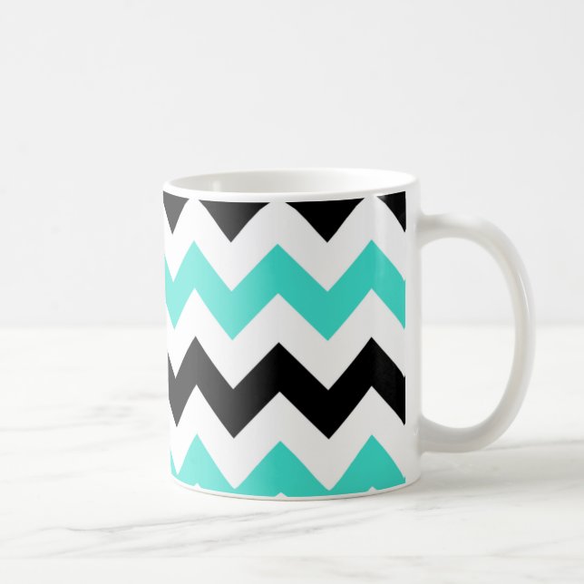 Turquoise White Black Zigzag Coffee Mug (Right)