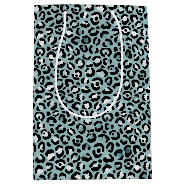 Turquoise White Blue Leopard Print    Medium Gift Bag (Front)