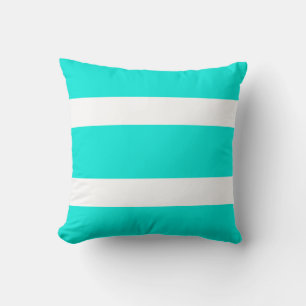 Turquoise & White Bold Striped Accent Pillow