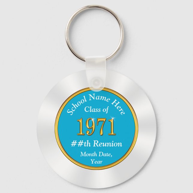 Turquoise White Gold, Class of 1971 Reunion Favour Keychain (Front)