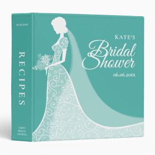 Turquoise White Lace Gown Bridal Shower Binder