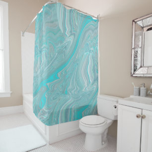 Turquoise White Marble Abstract Art