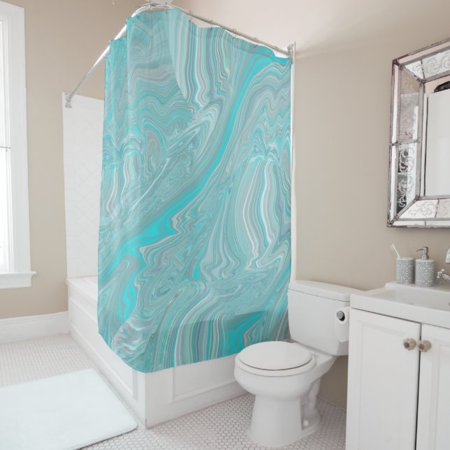 Turquoise White Marble Abstract Art (In Situ)