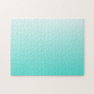 Turquoise White Ombre Jigsaw Puzzle
