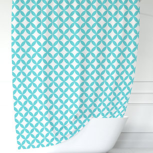 Turquoise White Retro Circles Geometric