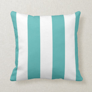 Turquoise & White Striped Decorative Throw Pillow