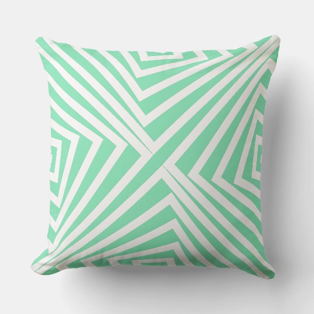 Turquoise & White, Striped Pattern - Throw Pillow (Front)