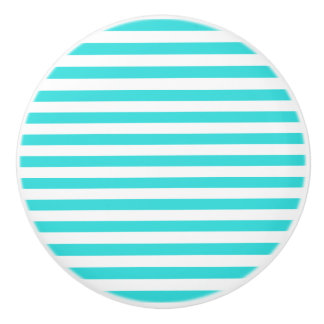 Turquoise & White Stripes Ceramic Knob