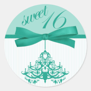 Turquoise White Sweet Sixteen Chandelier Stickers
