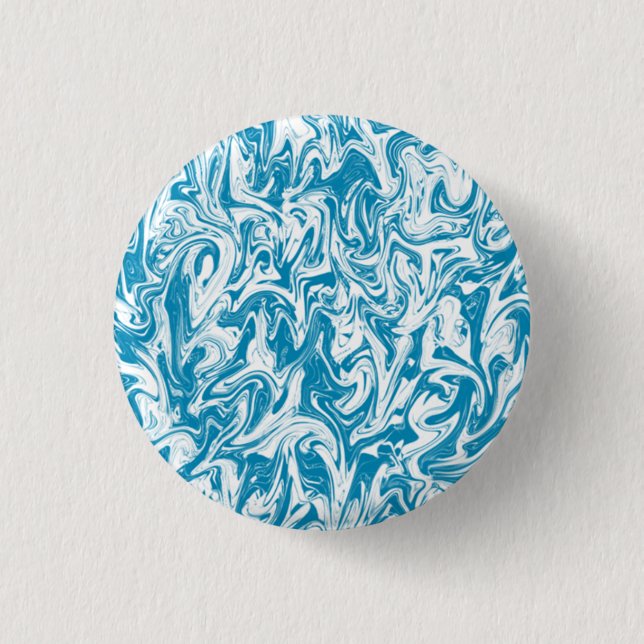 Turquoise & White Swirl 1 Inch Round Button (Front)