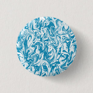 Turquoise & White Swirl 1 Inch Round Button