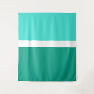 Turquoise White Teal Colour Block Style Design Tapestry