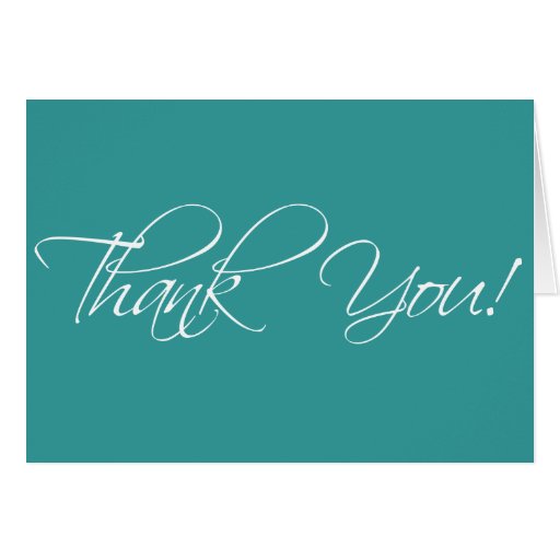 Turquoise White Thank You Cards Fancy Script | Zazzle