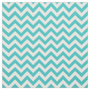 Turquoise White Trendy Chevron Pattern Fabric