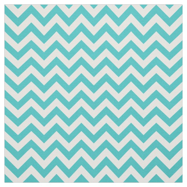 Turquoise White Trendy Chevron Pattern Fabric (Swatch)