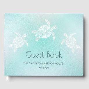 Turquoise White Turtles Guest Book