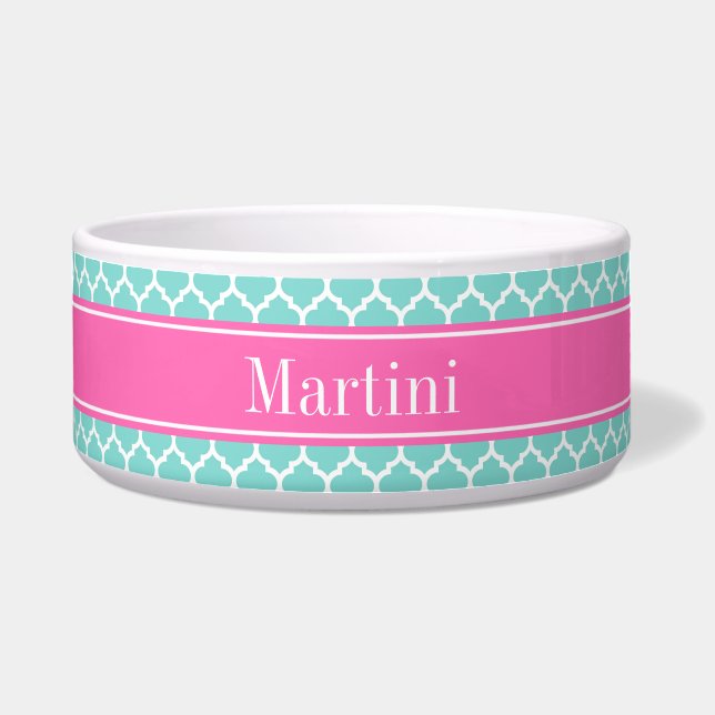 Turquoise Wht Moroccan #5 Hot Pink2 Name Monogram (Front)