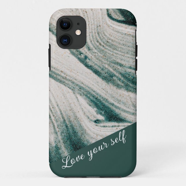 Turquoise wide wavy lines iPhone Case (Back)