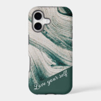 Turquoise wide wavy lines iPhone Case