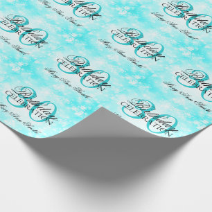 Turquoise Winter Wonderland 30th Birthday Party Wrapping Paper