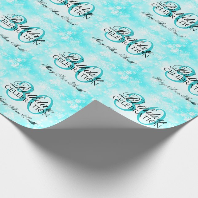 Turquoise Winter Wonderland 30th Birthday Party Wrapping Paper (Corner)
