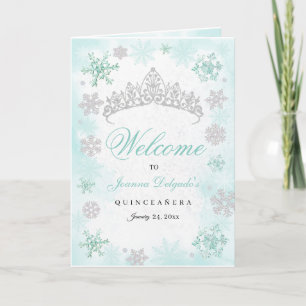 Turquoise Winter Wonderland Quinceanera Programme