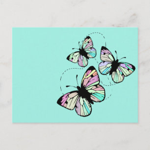 Turquoise with Butterflies Postcard