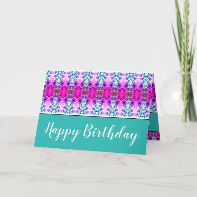 Turquoise With Purple and Pink Card (Front)