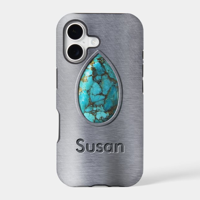 Turquoise with Silver Bezel (Back)